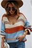 Loose Fit V-Neck Striped Sweater available in Macon, Georgia