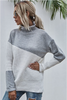 Asymmetrical Color Block Turtle Neck Sweater available in Macon, Georgia