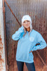 Monogrammed Sweatshirt and Beanie Bundles Sky Blue and Linen Beanie