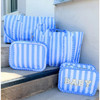 Ruffled Sky Blue & White Stripe Cosmetic Bag