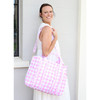 Ruffled Pink & White Gingham Weekender Tote