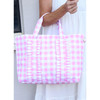 Ruffled Pink & White Gingham Weekender Tote