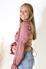 All For You Long Sleeve Crop Top in Mauve Tie Back