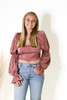 All For You Long Sleeve Crop Top in Mauve