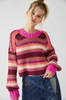 Free People Devon Sweater in Fuschia Rose Combo