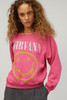 Nirvana Pink Daydreamer Sweatshirt with Yellow Smiley Face