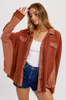 Slouchy Waffle Knit Jacket in Brick