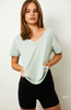 Just the Basic V Neck Cotton Tee in Fresh Mint