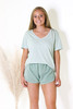 Just the Basic V Neck Cotton Tee in Fresh Minty Sage