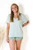 Just the Basic V Neck Cotton Tee in Fresh Minty Sage