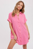 Pink Button Down Shirt Dress