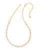 Genevieve Gold Stand Necklace In White Crystal