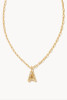 Kendra Scott Crystal Letter Gold Short Pendant Necklace in White Crystal A-Z