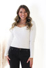 Ribbed Knit Long Sleeve Top in Ivory