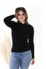 Solid Mock Neck Ribbed Long Sleeve In Black