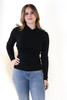 Solid Mock Neck Ribbed Long Sleeve In Black GM Macon