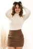 Solid Mock Neck Ribbed Long Sleeve In Ivory