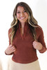 Mock Neck Long Lined Long Sleeve Top In Terracotta