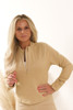 Mock Neck Long Lined Long Sleeve Top In Camel