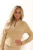 Mock Neck Long Lined Long Sleeve Top In Camel