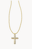 Cross Gold Pendant Necklace in White Crystal