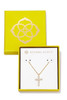 Kendra Scott Cross Gold Pendant Necklace in White Crystal | Gift Box