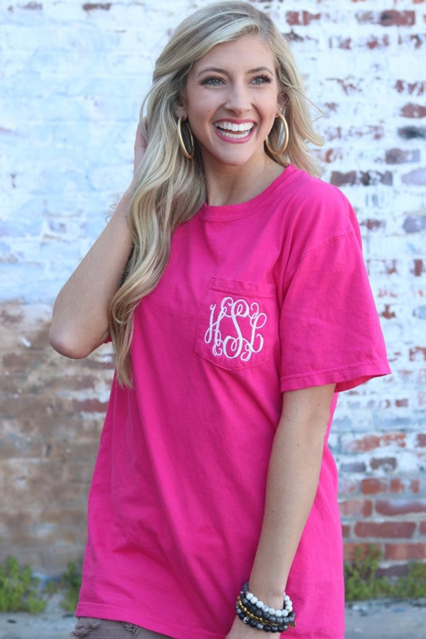 Monogrammed Short Sleeve Comfort Colors | Heliconia