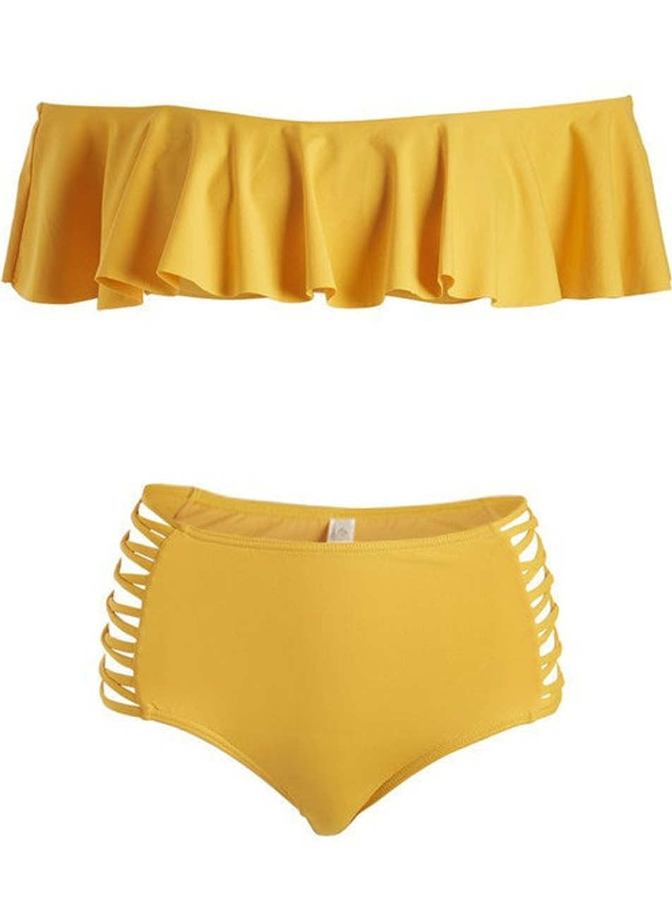 high waisted sunflower swimsuit