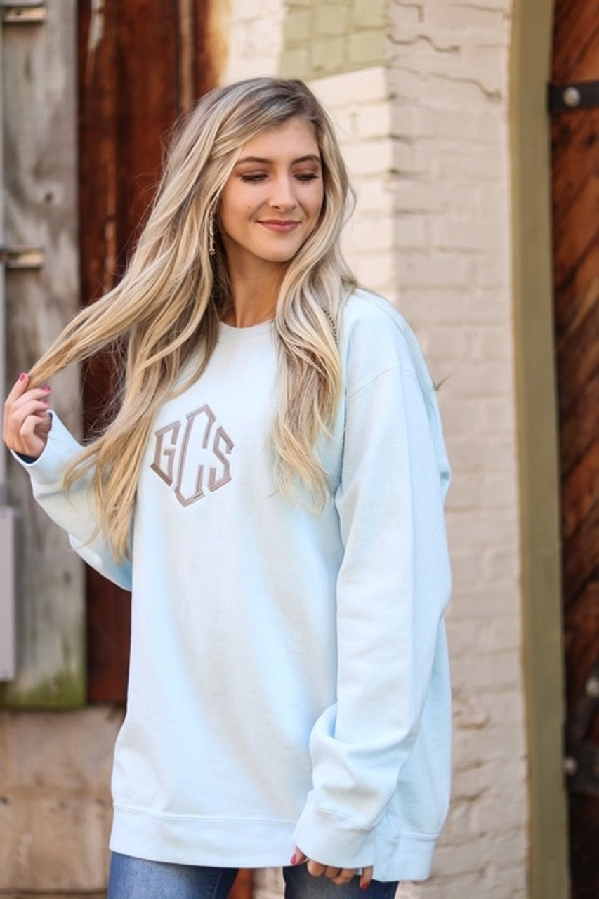 Monogrammed Comfort Colors Sweatshirt Chambray Ginny Marie S