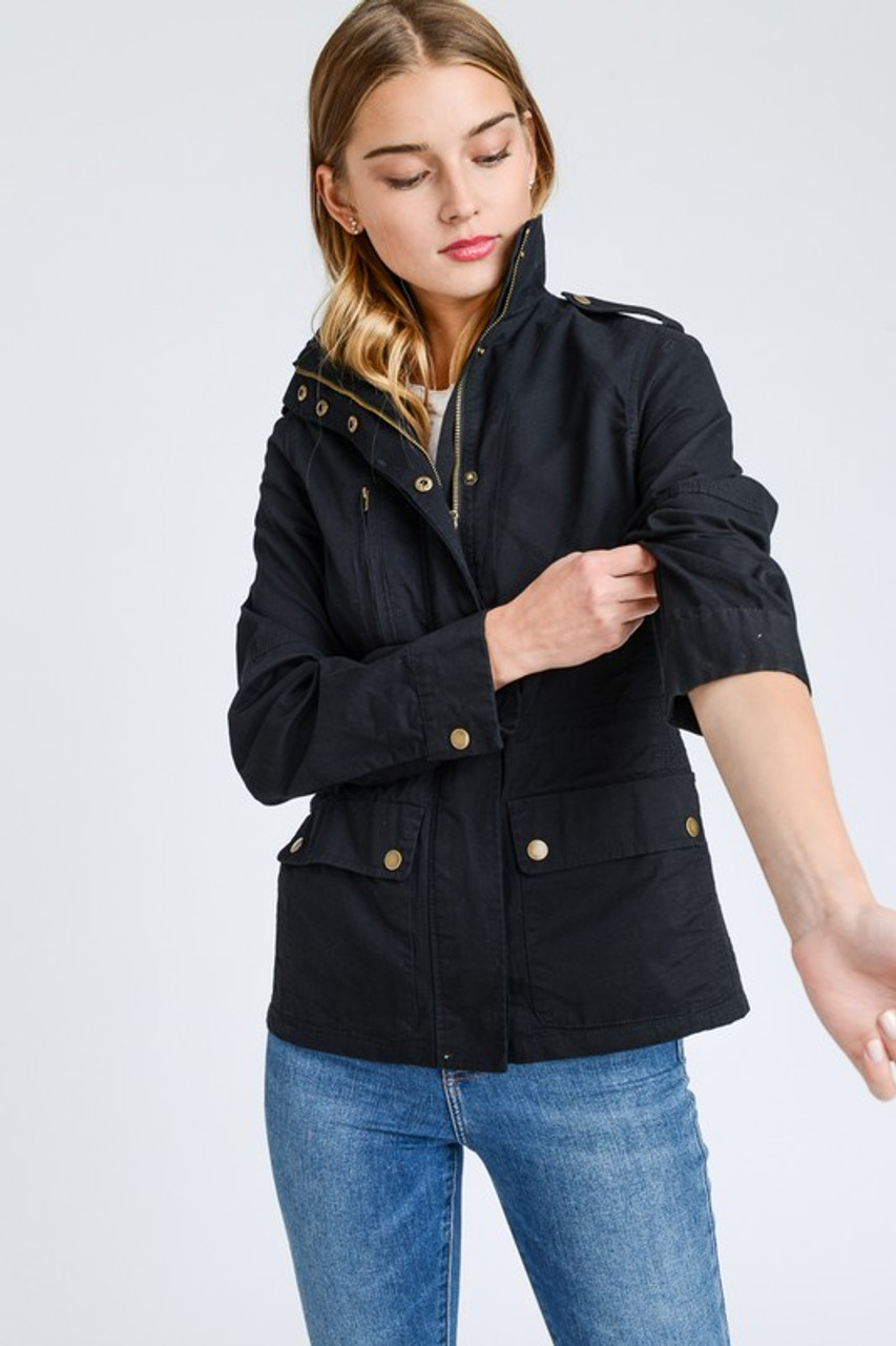 Cute Black Jacket - Collared Coat - Utility Jacket - Cargo Jacket - Lulus