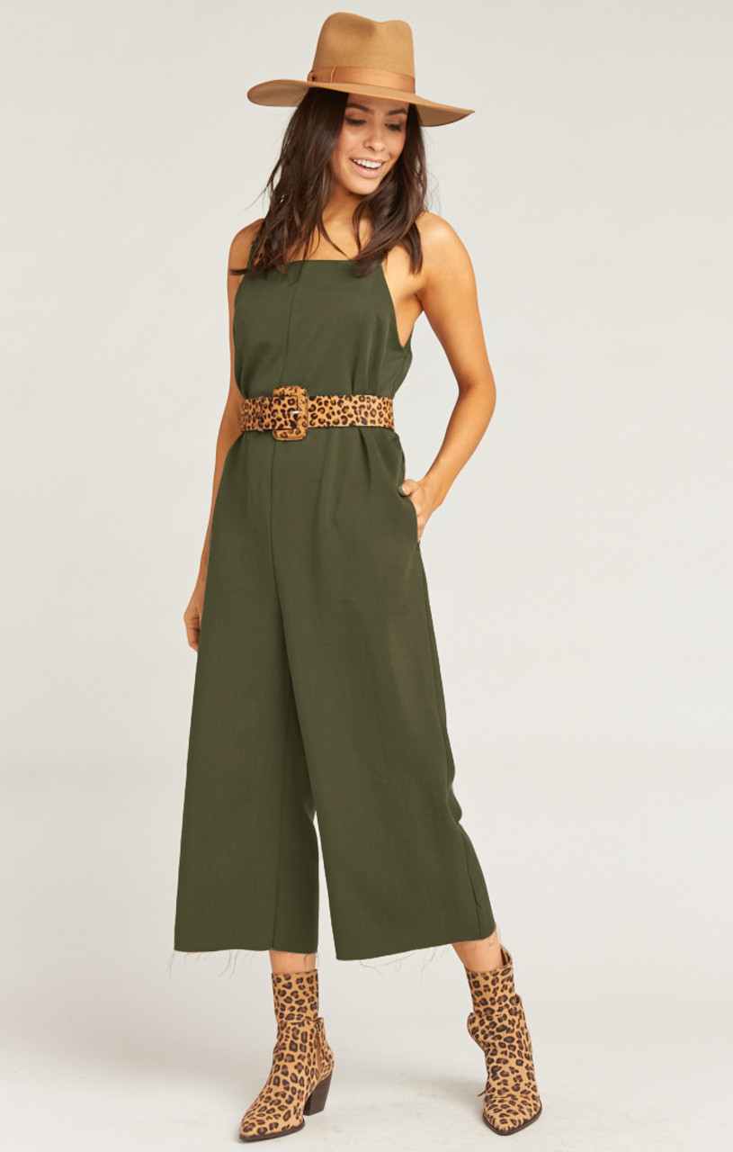 army green overall dress