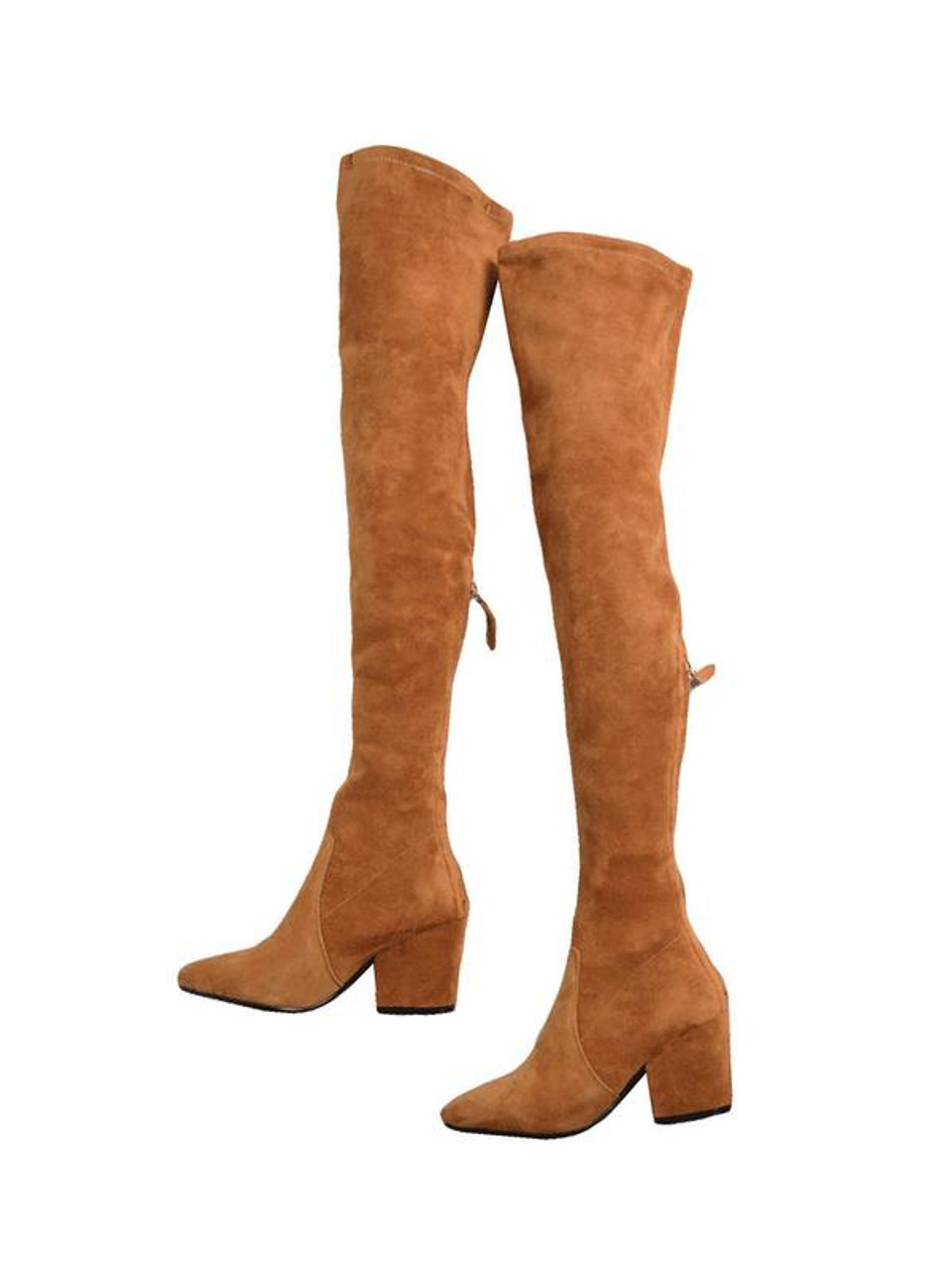 camel suede over the knee boots