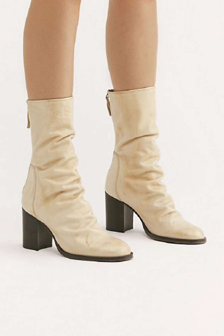 beige booties with heel