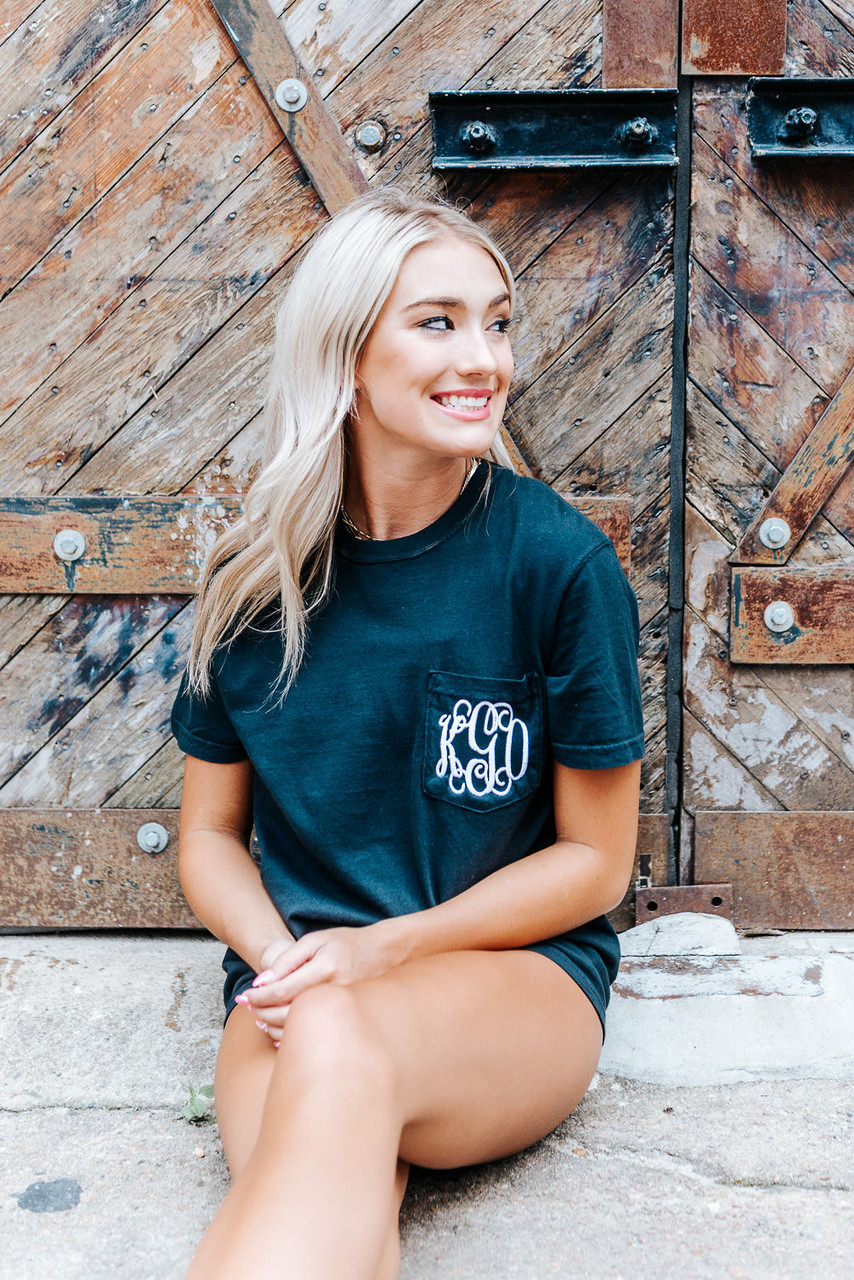 Comfort Colors Monogrammed Short Sleeve Tee | Black