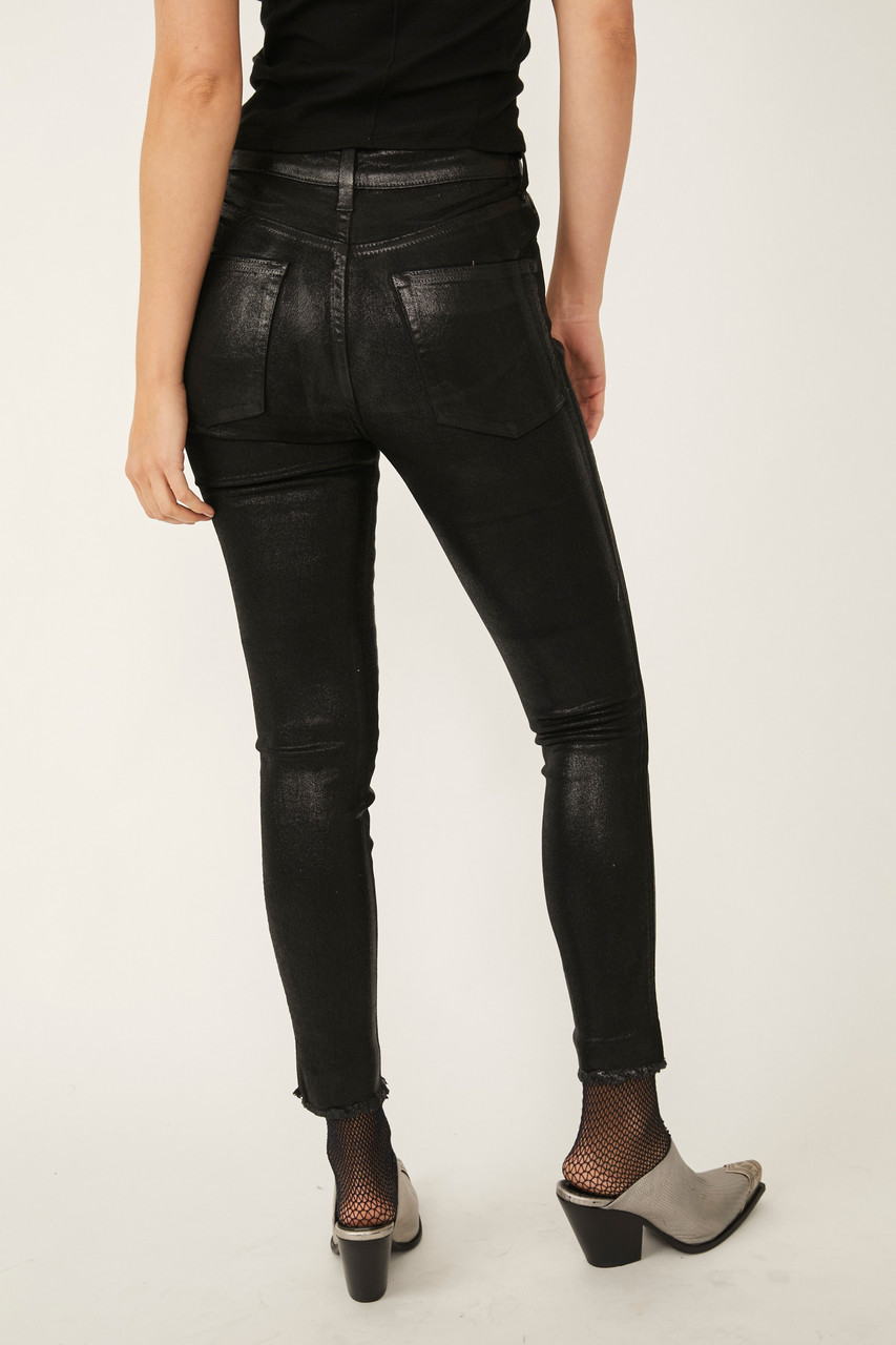 Free People | Raw High Rise Jegging | Coated Black