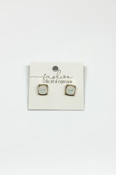 White Gem Stud Earrings