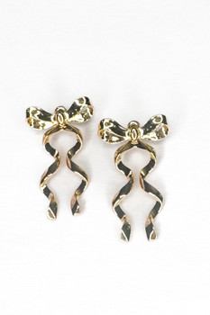 Gold Bow Dangle Earrings