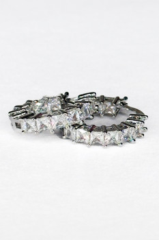Silver Bagette Huggie Earrings (approx. 1/2 inch round)