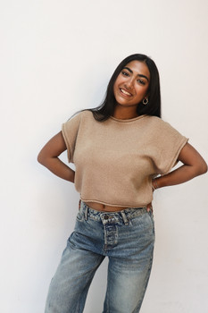 Cropped Spring Sweater in Coffee