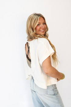 Casual Open Back Tee in White