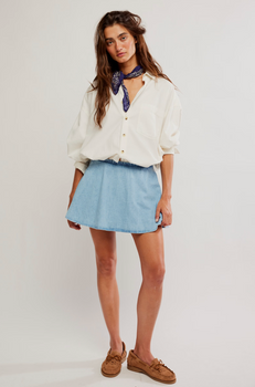 Free People Denim Skort in Capri Blue