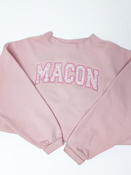 Macon Floral Mock Neck Sweatshirt in Pink