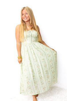 Mint Floral Peasant Maxi Dress