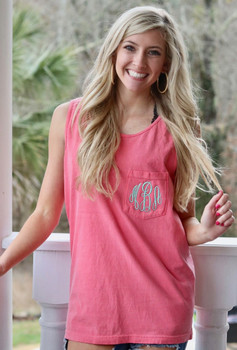 Monogrammed Comfort Colors Pocket Tank | Watermelon