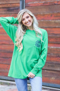 Long Sleeve Full Size Monogram Comfort Color Tee – Glittering Boutique