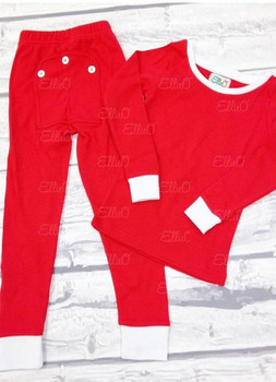 Monogrammed Kiddo Jammies | Solid Red Monogrammed Kiddo Jammies | Solid Red