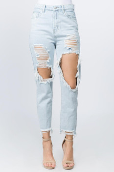 Distressed High Waisted Boyfriend Jeans  Distressed High Waisted Boyfriend Jeans