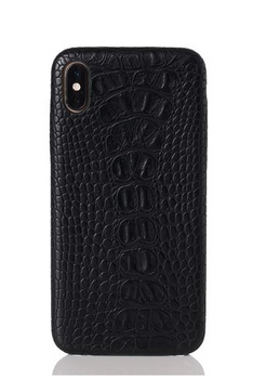 Black Faux Crocodile iPhone Case