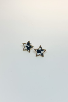 Black & White Marble Acrylic with Gold Star Studs. Available in Macon, GA & Marietta, GA. 