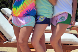 Monogrammed Gingham Track Shorts 